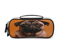 JKLPOMN Portable Makeup Bag, A Pug Printed Large Capacity Travel Makeup Box Storage Bag,Zippered Cosmetic Travel Bag ,Ladies' Toiletry Bag Suitable For Girls' Travel, A Pug, 8.3*4.3*1.8
