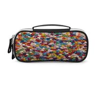 JKLPOMN Portable Makeup Bag, Assorted Jelly Beans Printed Large Capacity Travel Makeup Box Storage Bag,Zippered Cosmetic Travel Bag ，Ladies' Toiletry Bag Suitable For Girls' Travel, Assorted Jelly