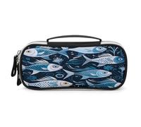 JKLPOMN Portable Makeup Bag, Cartoon Fish Print Printed Large Capacity Travel Makeup Box Storage Bag,Zippered Cosmetic Travel Bag ，Ladies' Toiletry Bag Suitable For Girls' Travel, Cartoon Fish Print,