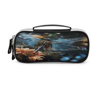 JKLPOMN Portable Makeup Bag, Dragonfly Flying on The Pond Printed Large Capacity Travel Makeup Box Storage Bag,Zippered Cosmetic Travel Bag ，Ladies' Toiletry Bag Suitable For Girls' Travel, Dragonfly