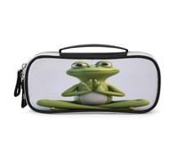 JKLPOMN Portable Makeup Bag, The Funny Frog Doing Yoga Printed Large Capacity Travel Makeup Box Storage Bag,Zippered Cosmetic Travel Bag ，Ladies' Toiletry Bag Suitable For Girls' Travel, The Funny
