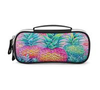 JKLPOMN Portable Makeup Bag, Three Big Pineapples Printed Large Capacity Travel Makeup Box Storage Bag,Zippered Cosmetic Travel Bag ，Ladies' Toiletry Bag Suitable For Girls' Travel, Three Big