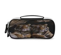 JKLPOMN Portable Makeup Bag, Tiger in Cave Printed Large Capacity Travel Makeup Box Storage Bag,Zippered Cosmetic Travel Bag ，Ladies' Toiletry Bag Suitable For Girls' Travel, Tiger in Cave,