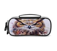 JKLPOMN Portable Makeup Bag, Watercolor Cool Owl Head Printed Large Capacity Travel Makeup Box Storage Bag,Zippered Cosmetic Travel Bag ,Ladies' Toiletry Bag Suitable For Girls' Travel, Watercolor