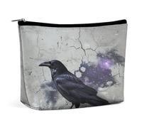JKLPOMN Women Portable Travel Makeup Bag,Crow on The Ground Printed Water-Resistant Makeup Bags,Cute Makeup Bag,Apply To Cosmetics,Makeup Brushes Toiletry,Jewelry,Small Change, Crow on The Ground,