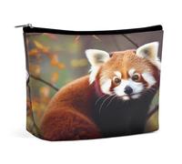 JKLPOMN Women Portable Travel Makeup Bag,Red Panda Printed Water-Resistant Makeup Bags,Cute Makeup Bag,Apply To Cosmetics,Makeup Brushes Toiletry,Jewelry,Small Change, Red Panda, 6.8*5.9*2.3