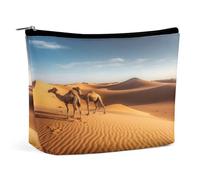 JKLPOMN Women Portable Travel Makeup Bag,Sand Dunes In The Sahara Desert Printed Water-Resistant Makeup Bags,Cute Makeup Bag,Apply To Cosmetics,Makeup Brushes Toiletry,Jewelry,Small Change, Sand Dunes