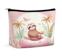 JKLPOMN Women Portable Travel Makeup Bag,Sloth Flamingo Printed Water-Resistant Makeup Bags,Cute Makeup Bag,Apply To Cosmetics,Makeup Brushes Toiletry,Jewelry,Small Change, Sloth Flamingo, 6.8*5.9*2.3