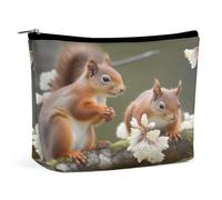 JKLPOMN Women Portable Travel Makeup Bag,Squirrels Printed Water-Resistant Makeup Bags,Cute Makeup Bag,Apply To Cosmetics,Makeup Brushes Toiletry,Jewelry,Small Change, Squirrels, 6.8*5.9*2.3