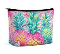 JKLPOMN Women Portable Travel Makeup Bag,Three Big Pineapples Printed Water-Resistant Makeup Bags,Cute Makeup Bag,Apply To Cosmetics,Makeup Brushes Toiletry,Jewelry,Small Change, Three Big Pineapples,