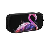JKLQWC Abstract Flamingo Printed Pencil Case Cute Pen Pencil Box Bag Zipper Storage Organizer Box Holder for Office School Teen Girl Boy Adult,Black