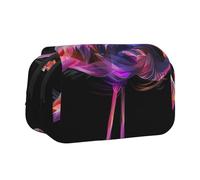 JKLQWC Abstract Flamingo Prints Pencil Case for Kids Men Women, Two Layers Large Capacity Pencil Pouch Makeup Bag Organizer for Office School Travel