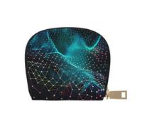 JKLQWC Abstract Polygonal Space Printed Card Wallet for Women Men Cute Zipper Card Cases Holder Mini Coin Purse with 12 Card Slots