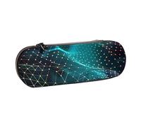 JKLQWC Abstract Polygonal Space Printed Pencil Case Cute Pen Pencil Box Bag PU Leather Zipper Pencil Pouch Organizer for Office School Travel