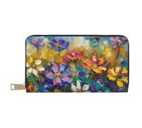 JKLQWC Abstract Style Colorful Flowers Printed Long Wallet for Women Men Cute Coin Purse with Card Holder