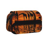 JKLQWC Africa Giraffe Majestic Tree Prints Pencil Case for Kids Men Women, Two Layers Large Capacity Pencil Pouch Makeup Bag Organizer for Office School Travel