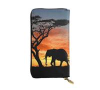 JKLQWC African Elephant Printed Long Wallet for Women Men Cute PU Leather Coin Purse with Card Holder
