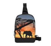 JKLQWC African Elephant Prints Sling Bag for Women Men, Foldable Sling Backpack Casual Chest Bag Crossbody Daypack for Travel Hiking Running