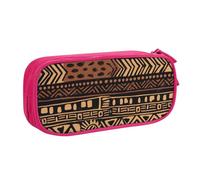 JKLQWC African Mud Cloth Tribal 1 Printed Pencil Case Cute Pen Pencil Box Bag Zipper Storage Organizer Box Holder for Office School Teen Girl Boy Adult,Pink