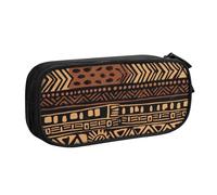 JKLQWC African Mud Cloth Tribal 1 Printed Pencil Case Cute Pen Pencil Box Bag Zipper Storage Organizer Box Holder for Office School Teen Girl Boy Adult,Black