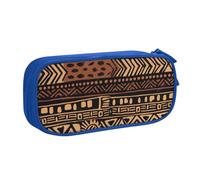 JKLQWC African Mud Cloth Tribal 1 Printed Pencil Case Cute Pen Pencil Box Bag Zipper Storage Organizer Box Holder for Office School Teen Girl Boy Adult,Blue