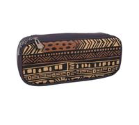 JKLQWC African Mud Cloth Tribal 1 Printed PU Leather Pencil Case Cute Pen Pencil Box Bag Zipper Office School Pencil Pouch Organizer for Students Teen Girls Boys Adult
