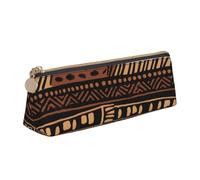JKLQWC African Mud Cloth Tribal 1 Printed Triangle Pencil Case with Zipper - Lightweight Leather Organizer for School, Office, Travel, Makeup