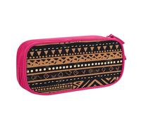 JKLQWC African Mud Cloth Tribal Printed Pencil Case Cute Pen Pencil Box Bag Zipper Storage Organizer Box Holder for Office School Teen Girl Boy Adult,Pink
