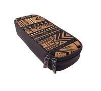 JKLQWC African Mud Cloth Tribal Printed PU Leather Pencil Case Cute Pen Pencil Box Bag Zipper Office School Pencil Pouch Organizer for Students Teen Girls Boys Adult