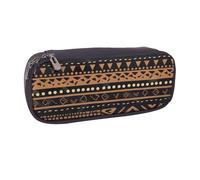 JKLQWC African Mud Cloth Tribal Printed PU Leather Pencil Case Cute Pen Pencil Box Bag Zipper Office School Pencil Pouch Organizer for Students Teen Girls Boys Adult