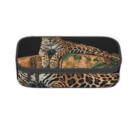 JKLQWC African Wildlife Leopard on Rock Printed Pencil Case Cute Pen Pencil Box Bag Large Capacity Compartment Zipper Pencil Pouch Organizer for Office School Travel