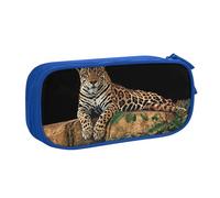 JKLQWC African Wildlife Leopard on Rock Printed Pencil Case Cute Pen Pencil Box Bag Zipper Storage Organizer Box Holder for Office School Teen Girl Boy Adult,Blue