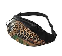 JKLQWC African Wildlife Leopard on Rock Printed Waist Bag with Headphone Jack, Personalized Bumbags Fanny Packs Unisex Running Hiking Crossbody Bags for Men Women