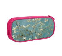 JKLQWC Almond Blossom Printed Pencil Case Cute Pen Pencil Box Bag Zipper Storage Organizer Box Holder for Office School Teen Girl Boy Adult,Pink