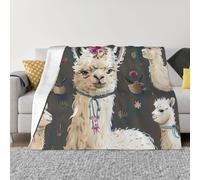 JKLQWC Alpaca Llama Prints Flannel Blanket 125x150 CM, Lightweight Soft Warm Throw Blankets for Sofa Couch Bed Car