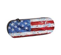 JKLQWC American Flag Independence Fourth of July Printed Pencil Case Cute Pen Pencil Box Bag PU Leather Zipper Pencil Pouch Organizer for Office School Travel