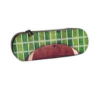 JKLQWC American Football Field and Ball Printed Pencil Case Cute Pen Pencil Box Bag PU Leather Zipper Pencil Pouch Organizer for Office School Travel