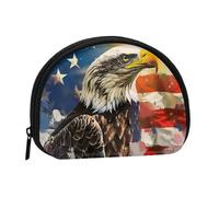 JKLQWC American USA Flag Eagle Art Printed Coin Purse for Women Cute Small Change Wallet Mini Coin Purses Pouch with Zipper