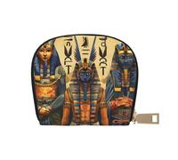 JKLQWC Ancient Egypt Tribe Series Printed Card Wallet for Women Men Cute Zipper Card Cases Holder Mini Coin Purse with 12 Card Slots