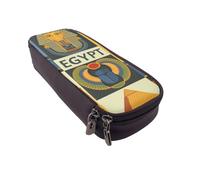 JKLQWC Ancient Egypt Tribe Series Prints Pencil Case for Girls Boys Cute PU Leather Pen Pencil Box Bag Zipper Pencil Pouch Organizer for Office School