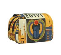 JKLQWC Ancient Egypt Tribe Series Prints Pencil Case for Kids Men Women, Two Layers Large Capacity Pencil Pouch Makeup Bag Organizer for Office School Travel