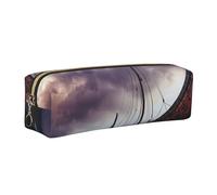 JKLQWC Ancient Times Boat Printed Leather Pencil Case with Gold Zipper - Simple and Lightweight Organizer for School, Office, Travel, Makeup