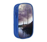 JKLQWC Ancient Times Boat Printed Pencil Case Cute Pen Pouch Large Pen Bag Portable Storage Organizer Box for Office School Teen Girl Boy Adult,Blue