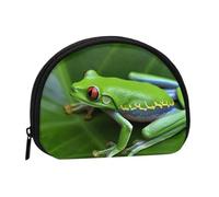 JKLQWC Animal Frog Leaves Printed Coin Purse for Women Cute Small Change Wallet Mini Coin Purses Pouch with Zipper