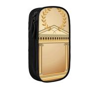 JKLQWC Antique Building with Roman Olive Branch and Greek Printed Pencil Case Cute Pen Pouch Large Pen Bag Portable Storage Organizer Box for Office School Teen Girl Boy Adult,Black