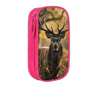 JKLQWC Antler Red Deer Printed Pencil Case Cute Pen Pouch Large Pen Bag Portable Storage Organizer Box for Office School Teen Girl Boy Adult,Pink