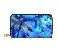JKLQWC Art Blue Dragonfly Printed PU Leather Wallet for Women Men Funny Ladies Coin Purses with Card Holder