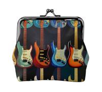 JKLQWC Art Guitar Pattern Printed Coin Purse for Women Cute PU Leather Coin Wallet Mini Coin Purse Pouch with Kiss-Lock