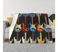 JKLQWC Art Guitar Pattern Prints Flannel Blanket 150x200 CM, Lightweight Soft Warm Throw Blankets for Sofa Couch Bed Car