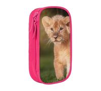 JKLQWC Art Lion Printed Pencil Case Cute Pen Pouch Large Pen Bag Portable Storage Organizer Box for Office School Teen Girl Boy Adult,Pink